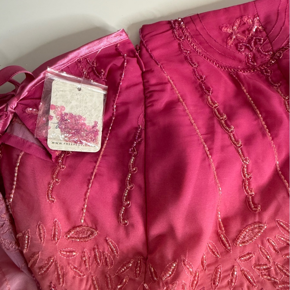 Free People Lala Beaded Skort in Pink Embroidered Ombre NWT $168 Small - Picture 7 of 15